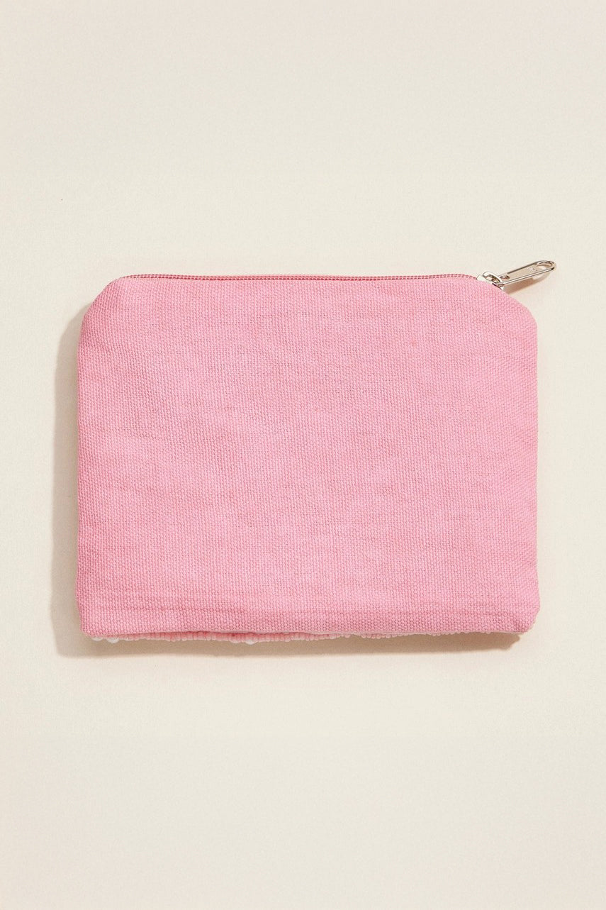 Pink Flamingo Beaded Pouch