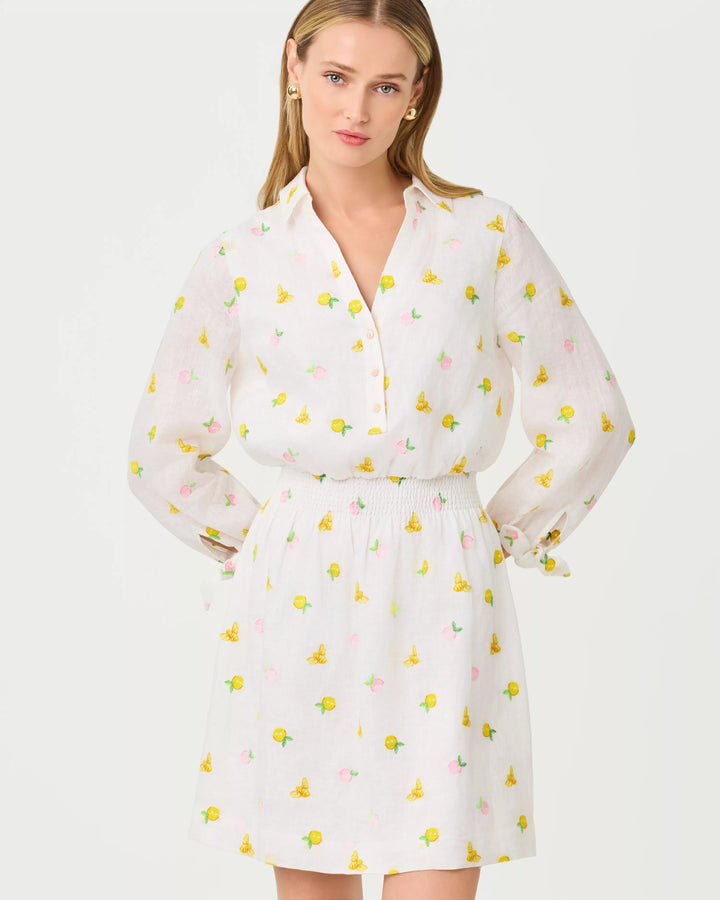 Pink Muse Lemon Bee Abralynn Linen Shirtdress