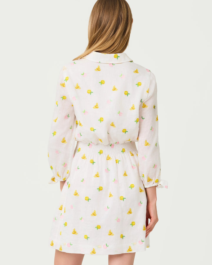 Pink Muse Lemon Bee Abralynn Linen Shirtdress