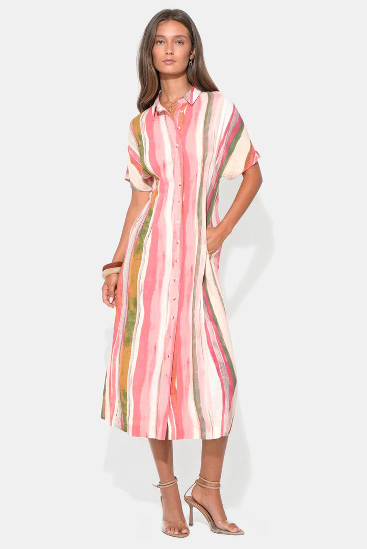 Pink Natural Multi Stripe Heidi Dress