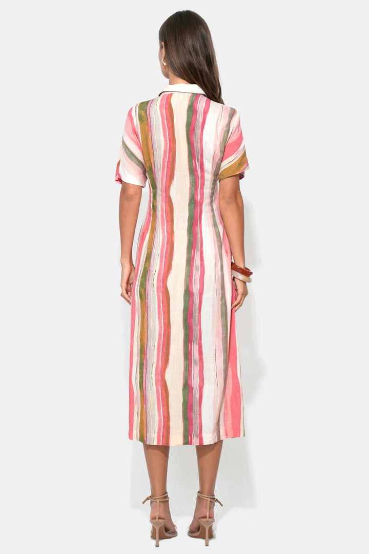 Pink Natural Multi Stripe Heidi Dress