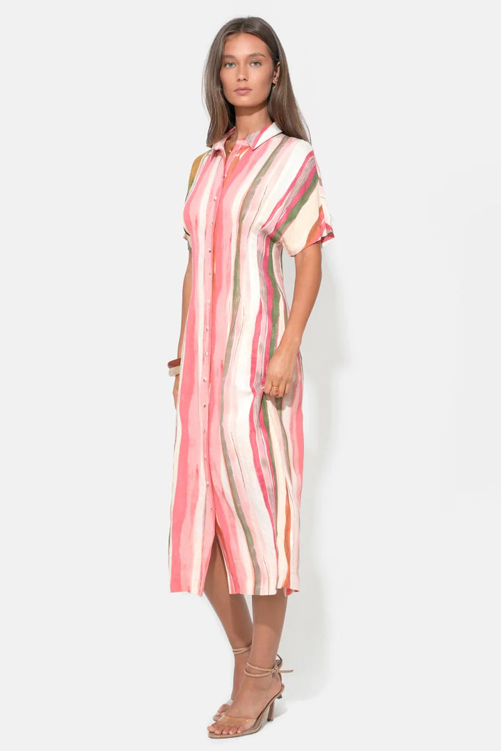 Pink Natural Multi Stripe Heidi Dress