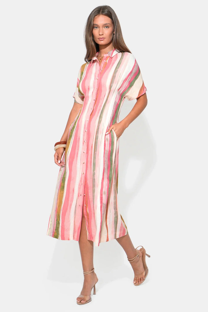 Pink Natural Multi Stripe Heidi Dress
