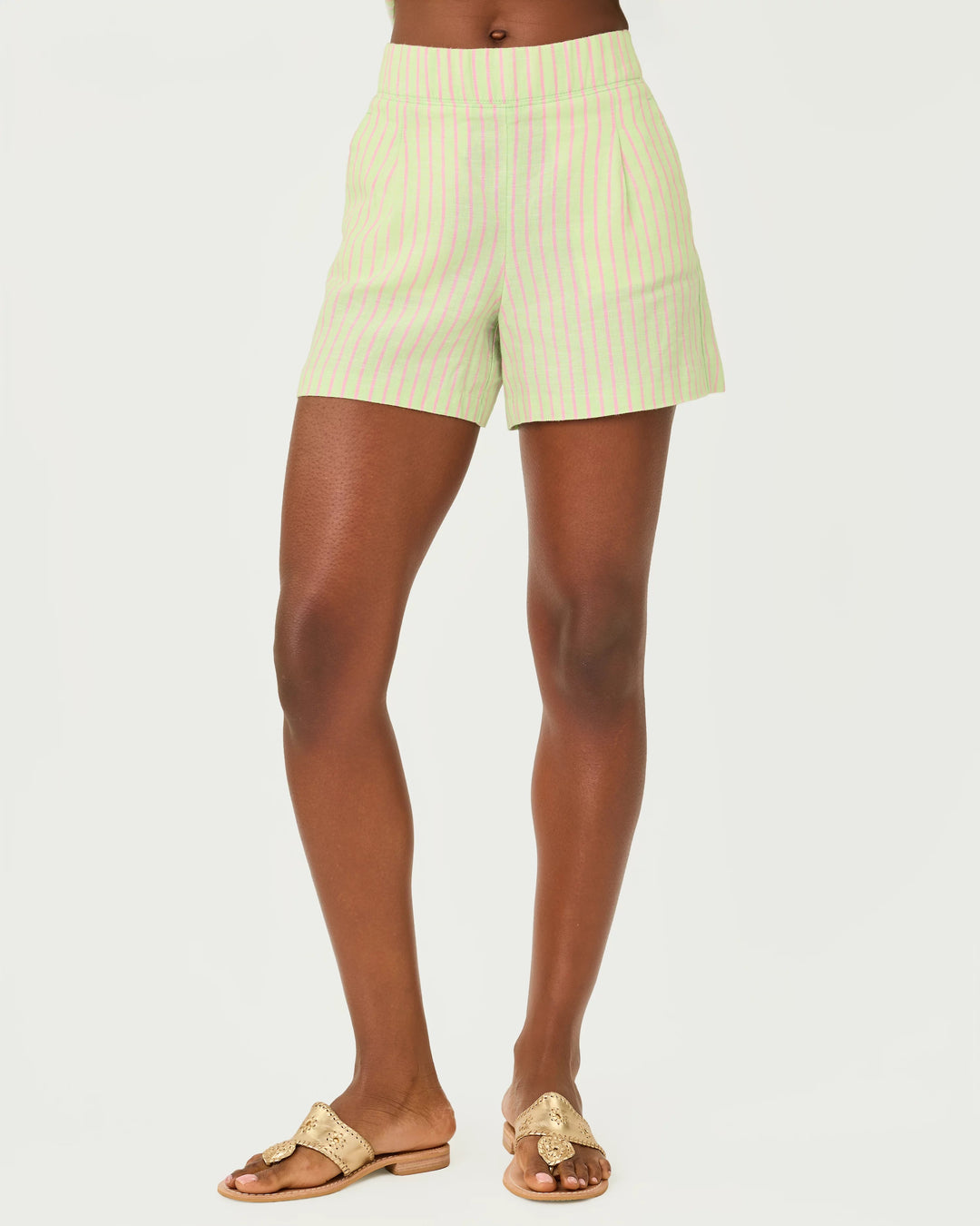 Pistachio Pink Stripe Captina Linen Short