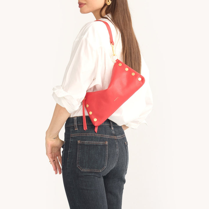 Poppy Red Brushed Gold Kyle Shoulder Bag