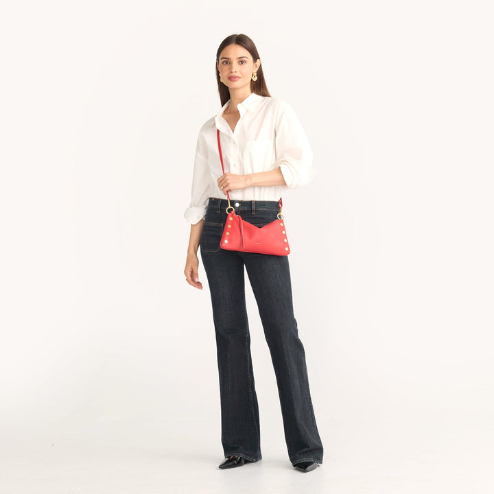 Poppy Red Brushed Gold Kyle Shoulder Bag