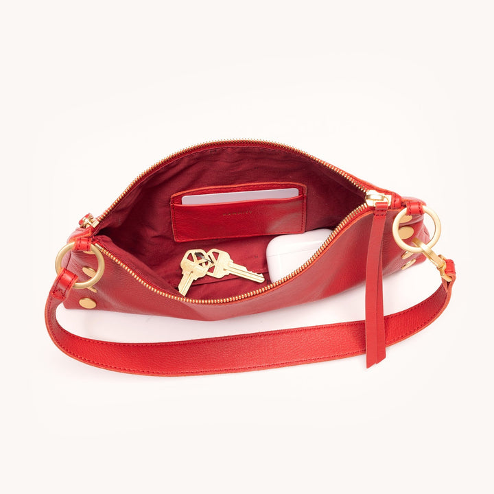 Poppy Red Brushed Gold Kyle Shoulder Bag