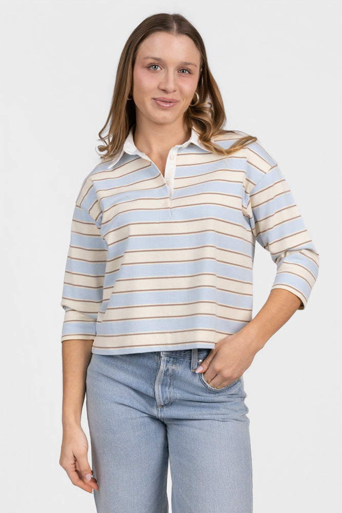 Powder Blue Stripe Daria Rugby Tee