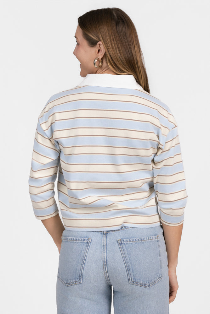 Powder Blue Stripe Daria Rugby Tee