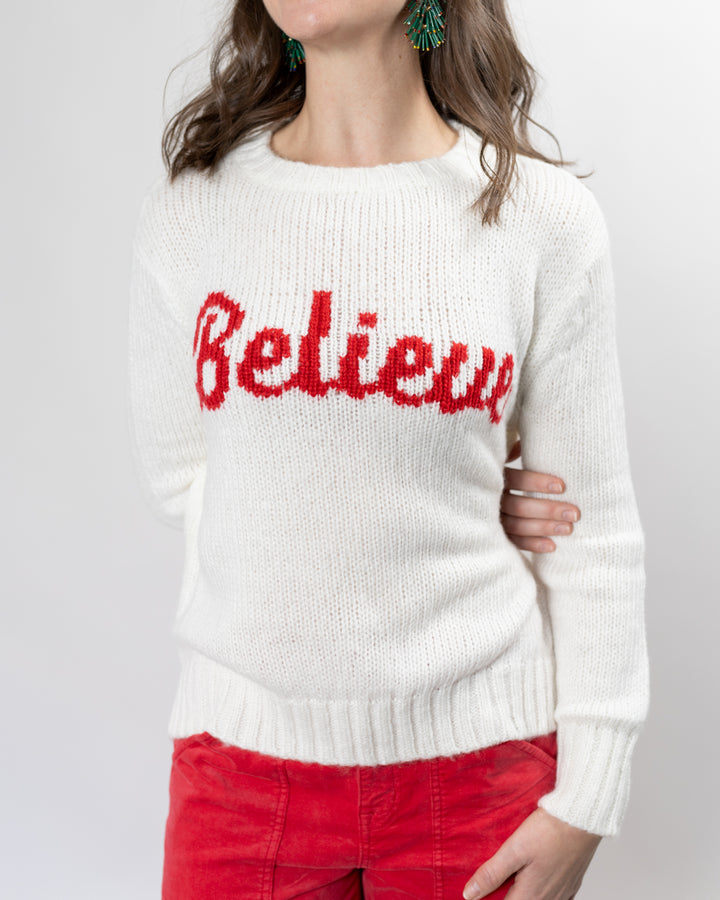 Pure Snow Believe Chunky Pullover Sweater