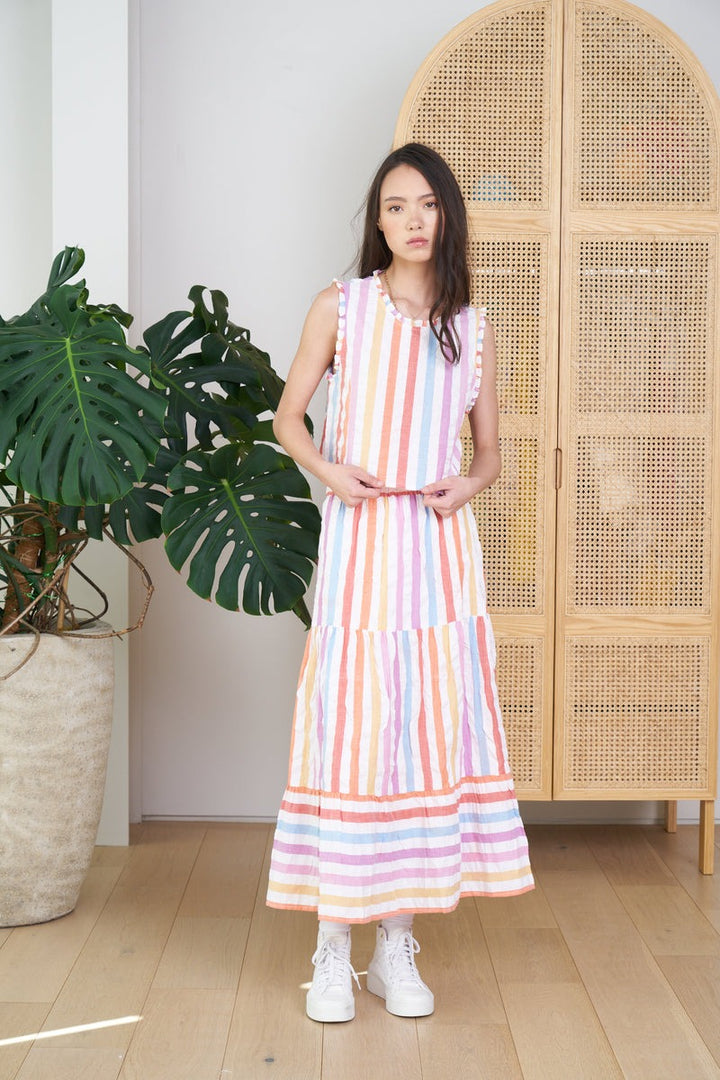 Rainbow Stripe Maya Midi Skirt