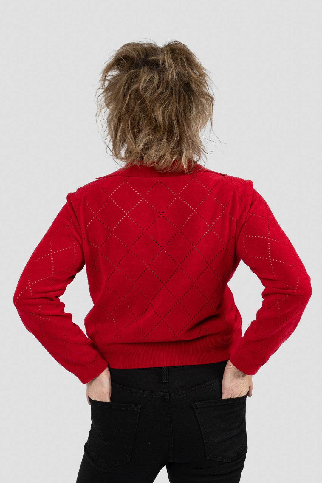 Red Button Down Simone Sweater