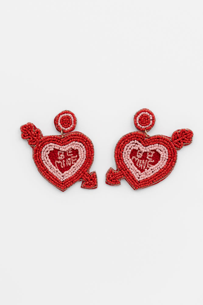 Red Valentines Day Heart Earrings