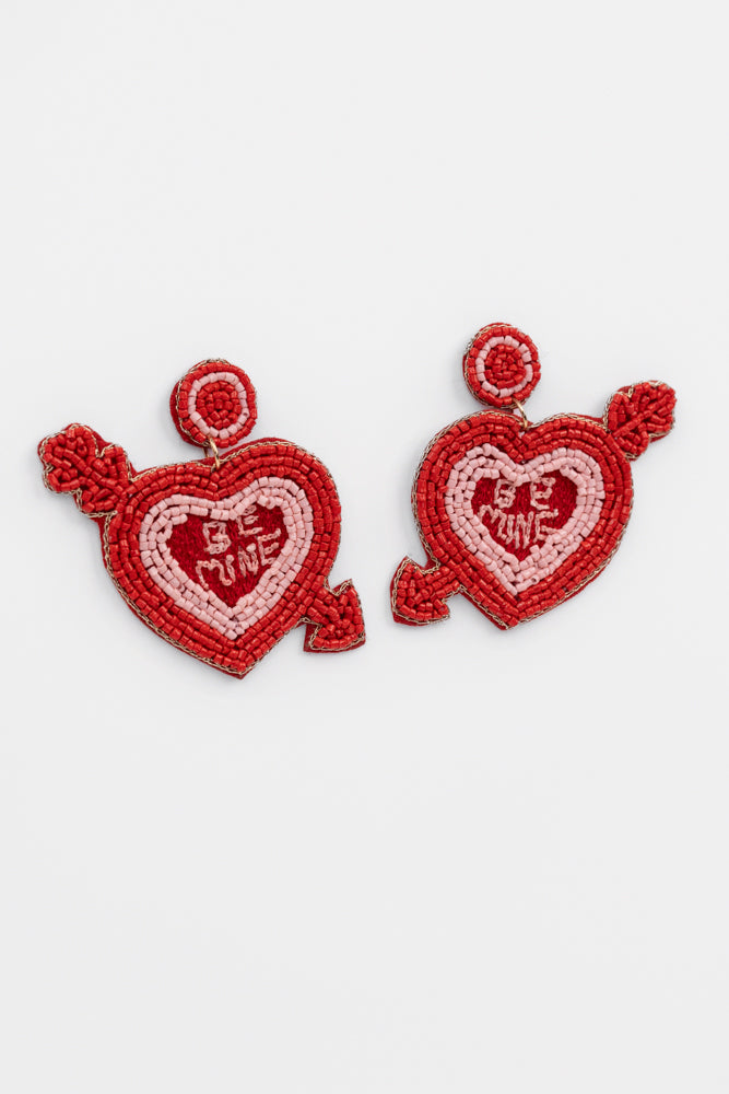 Red Valentines Day Heart Earrings
