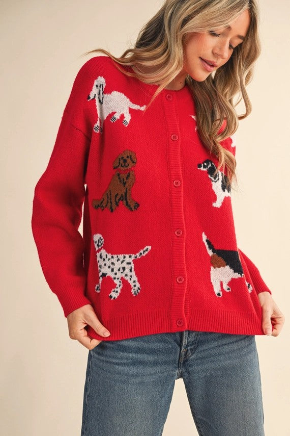 Red Dog Knit Cardigan
