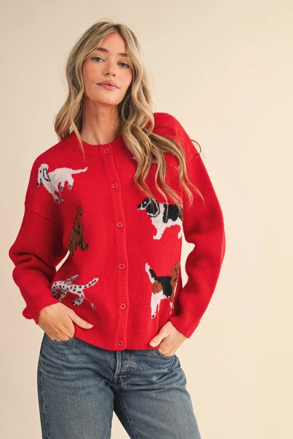 Red Dog Knit Cardigan