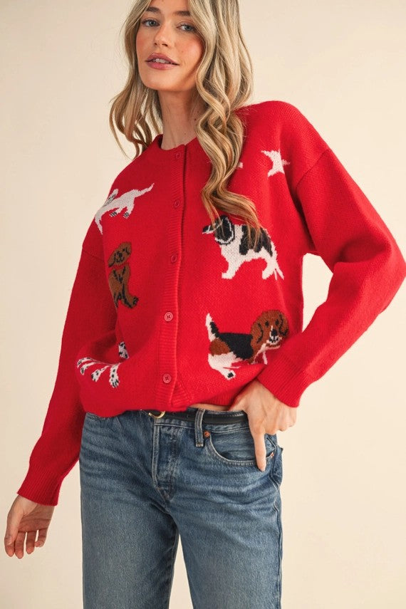 Red Dog Knit Cardigan
