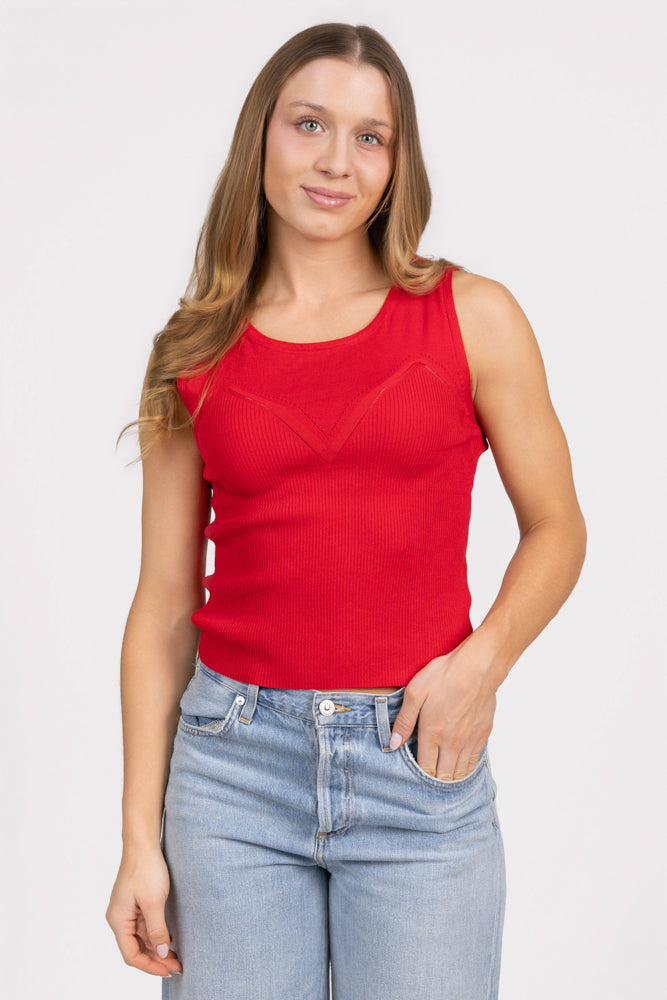 Red Knitted Tank Top
