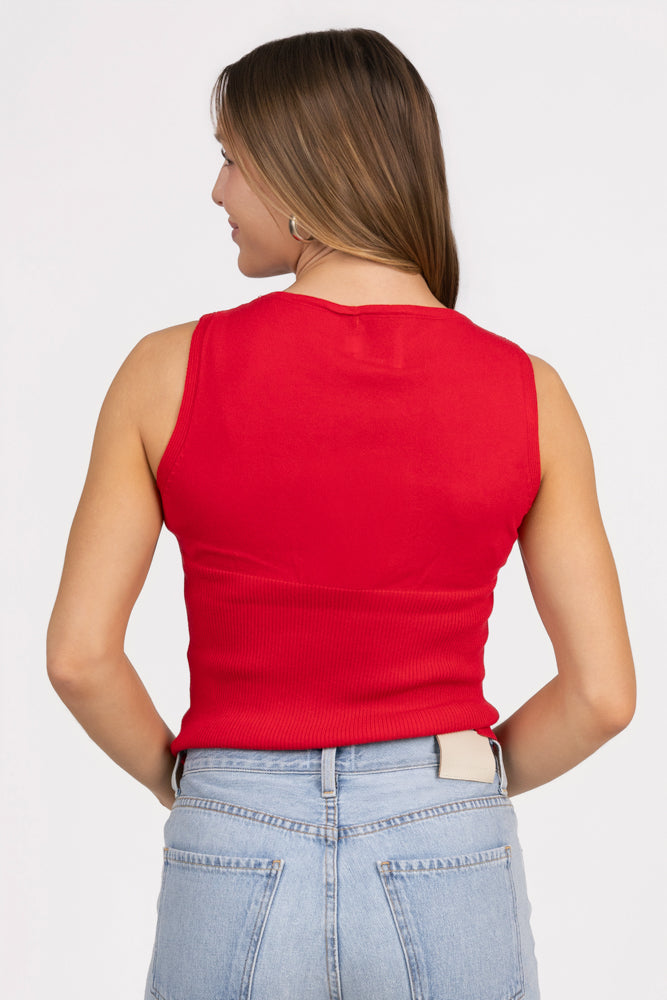 Red Knitted Tank Top