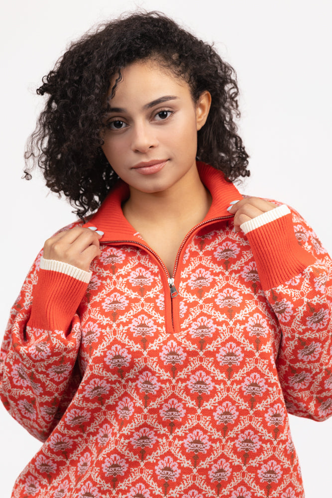 Red Orange Multi Pullover