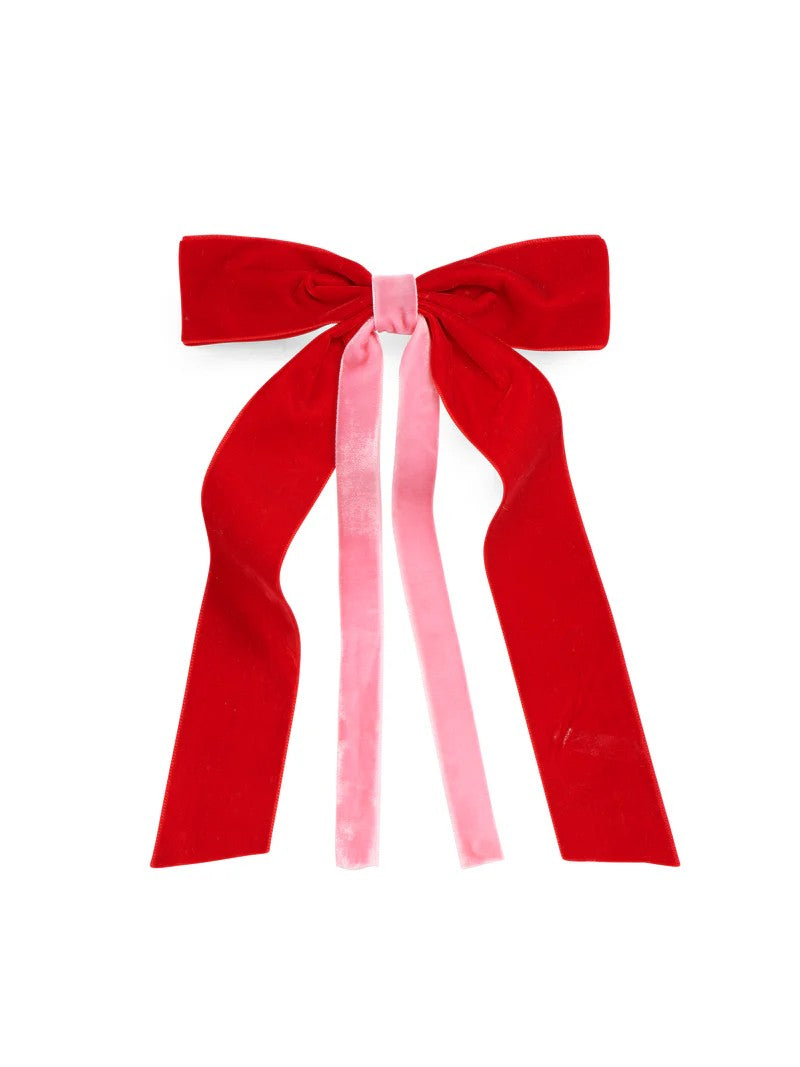 Red Two-Tone Bow Clip