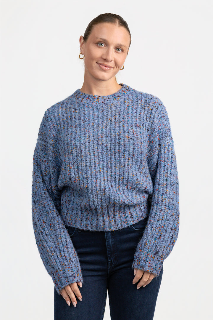 Retro Blue Speckled Slouchy Jasper Sweater
