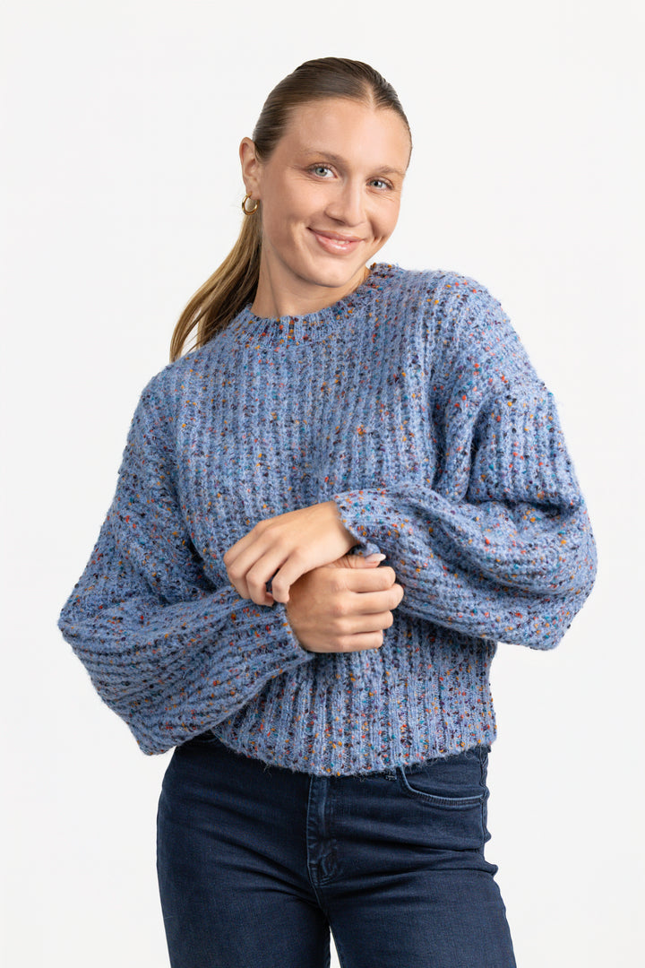 Retro Blue Speckled Slouchy Jasper Sweater