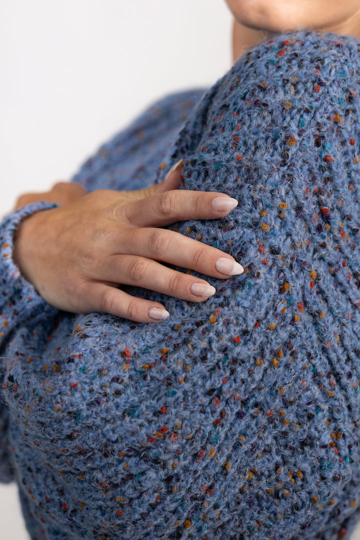Retro Blue Speckled Slouchy Jasper Sweater