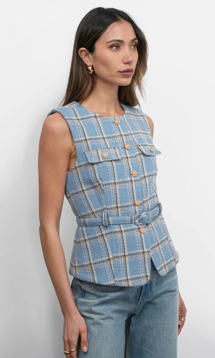 Retro Blue Plaid Sloane Vest