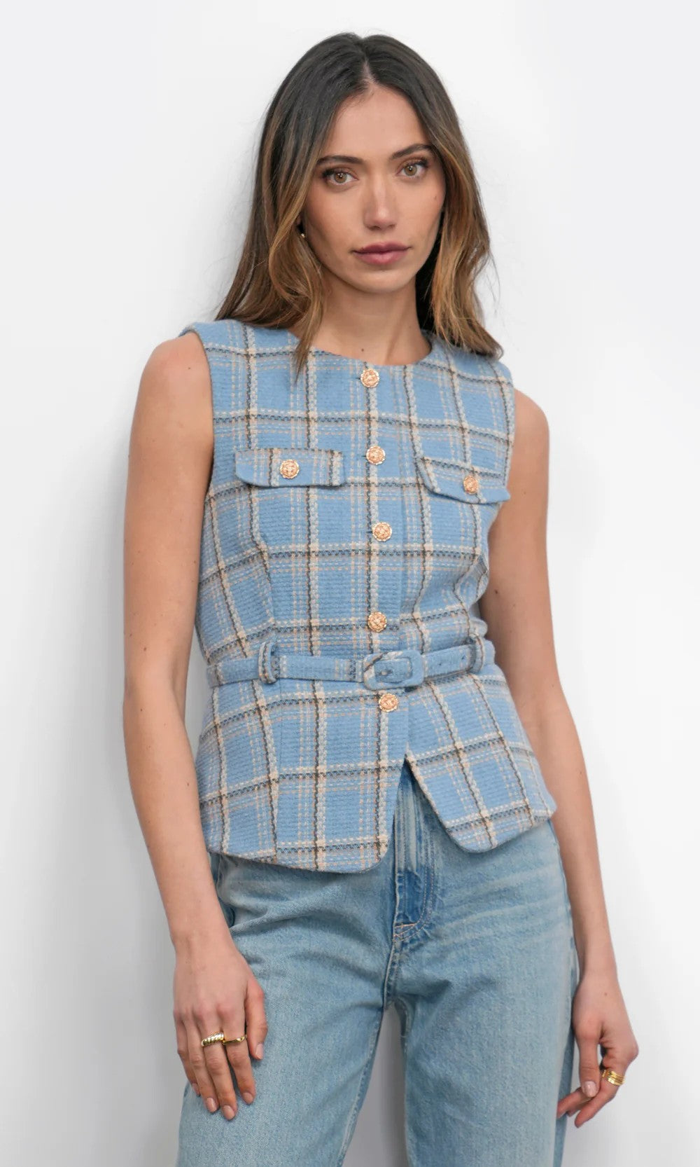 Retro Blue Plaid Sloane Vest