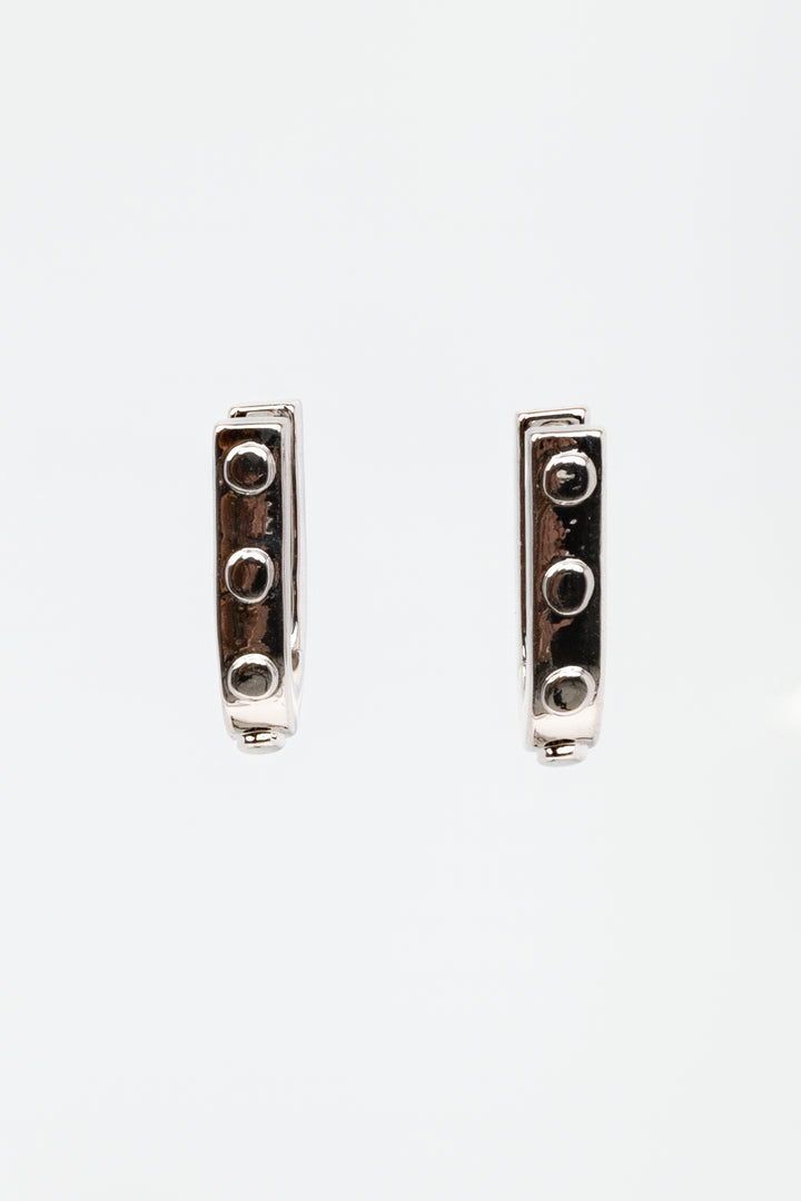 Rhodium Asher Link Huggies