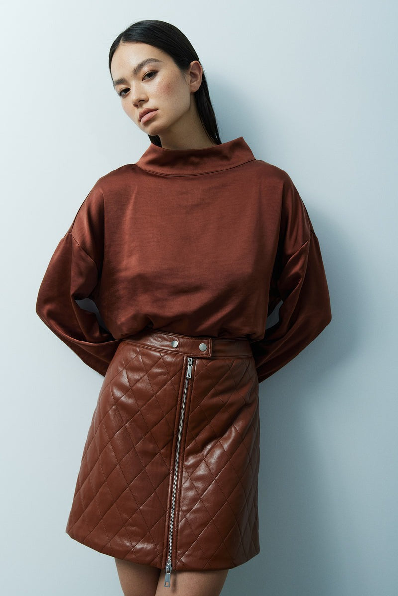 Rich Brown Faux Leather Carolina Skirt