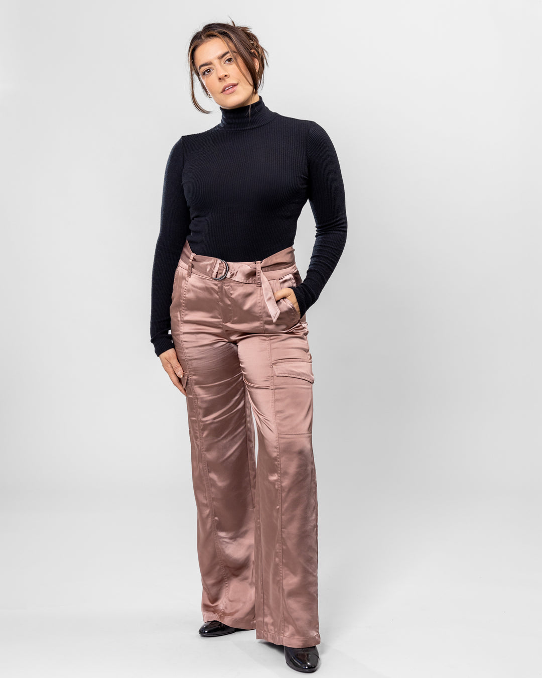 Rose Gold Wide Leg Cargo Pant