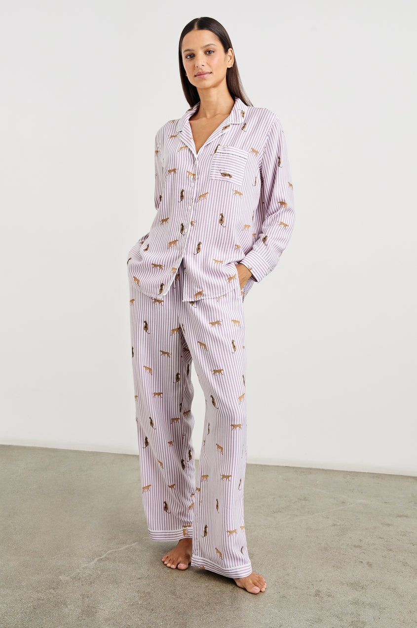 Rose Stripe Cats Luna Pajama Set