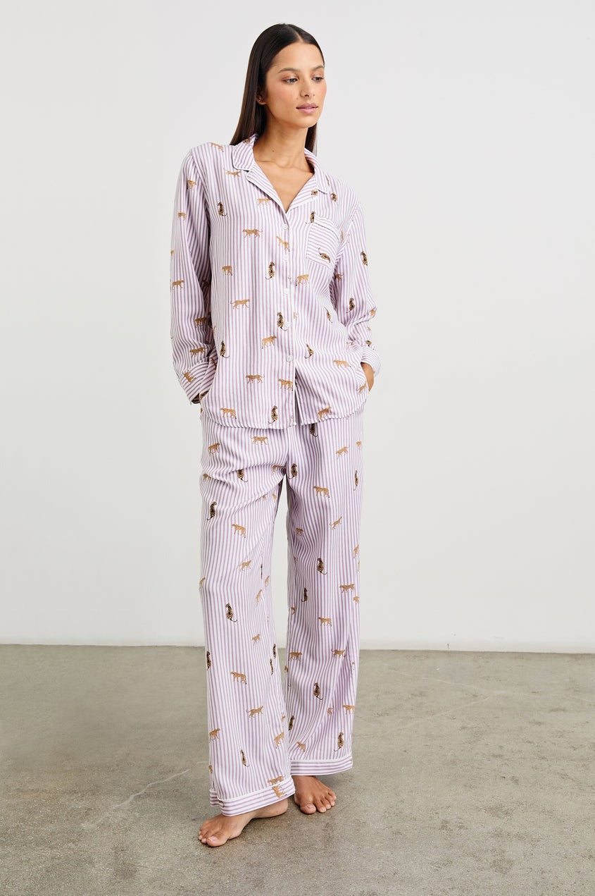 Rose Stripe Cats Luna Pajama Set