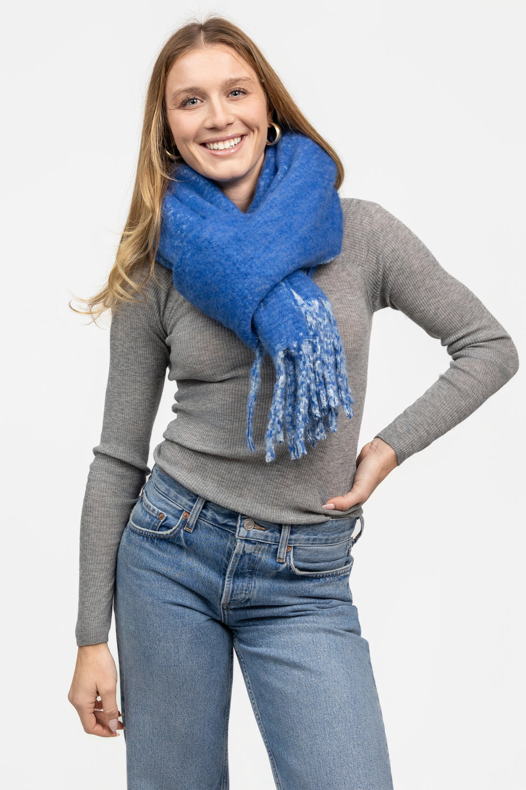 Royal Blue Knitted Scarf