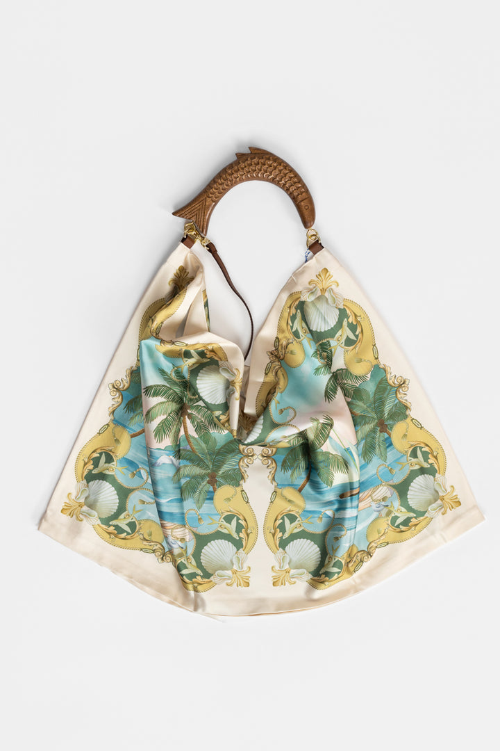 Royal Sea Satin Scarf Medium Bag