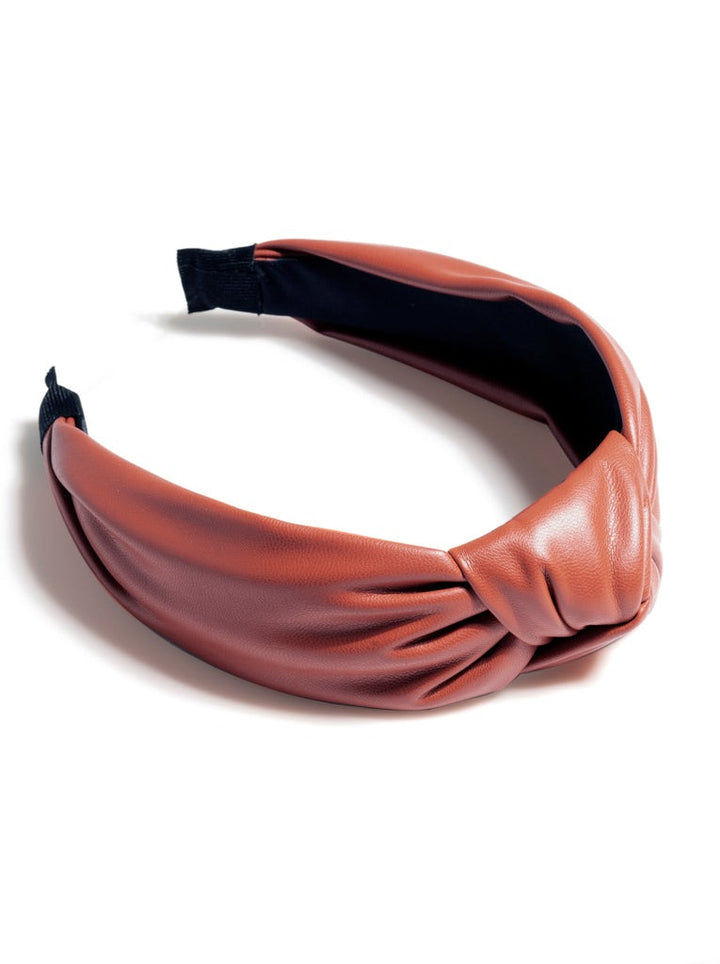 Rust Knotted Faux Leather Headband