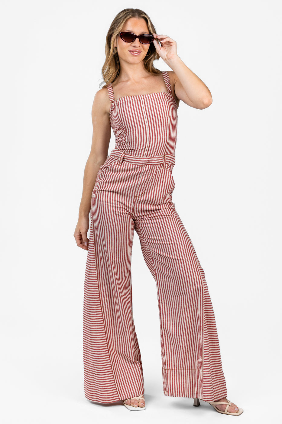 Rusty Ivory Striped Twill Jumpsuit