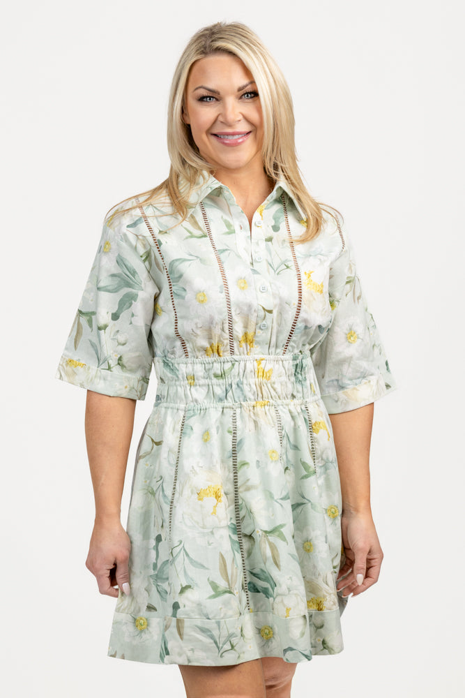 Sage White Yellow Marlowe Dress