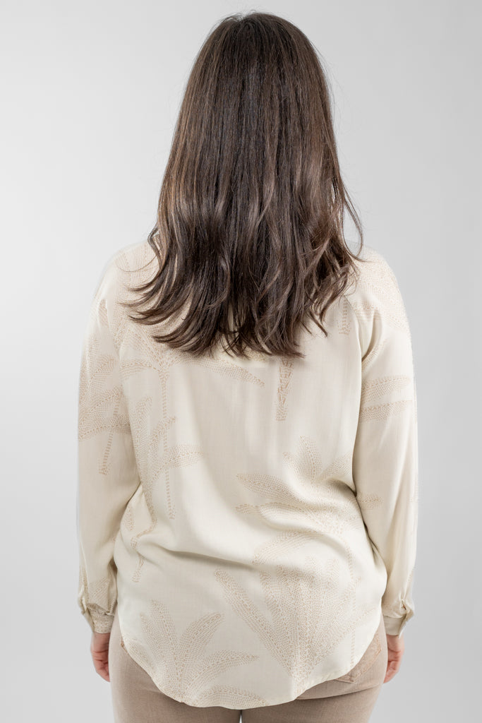 Sand And Beige Leaf Beata Shirt