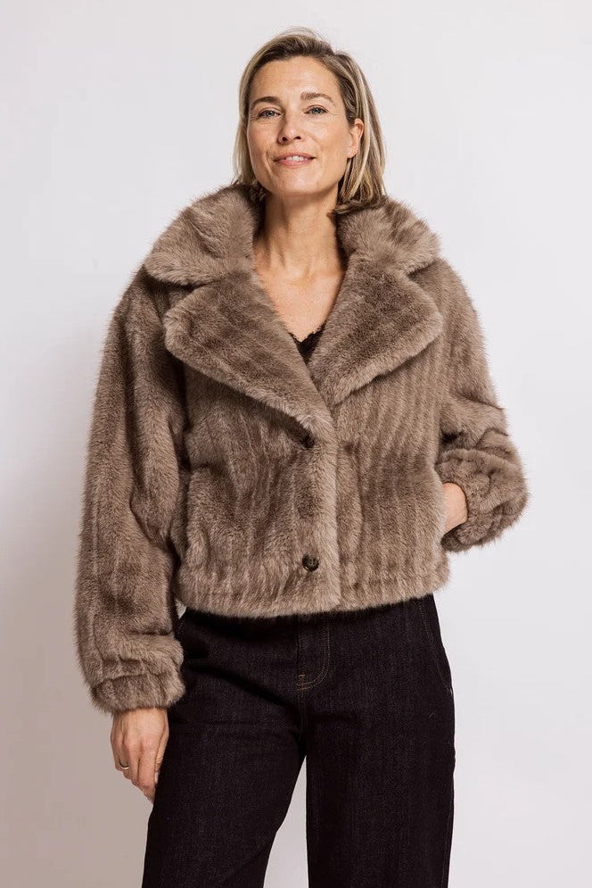 Sand Charla Faux Fur Jacket