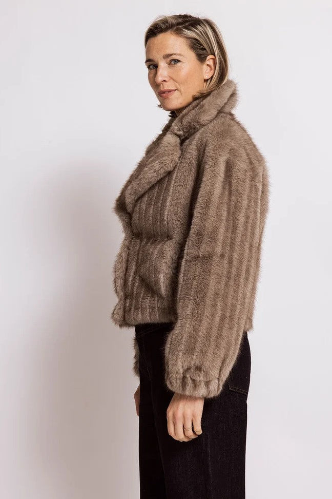 Sand Charla Faux Fur Jacket