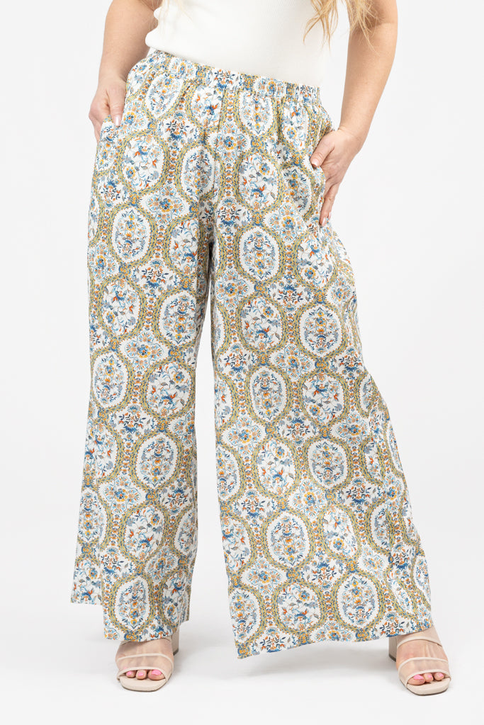 Santorini Mosaic Mid Rise Wide Leg Paloma Pant