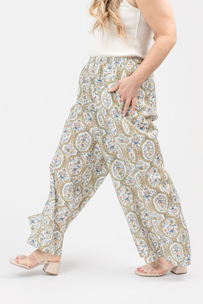 Santorini Mosaic Mid Rise Wide Leg Paloma Pant