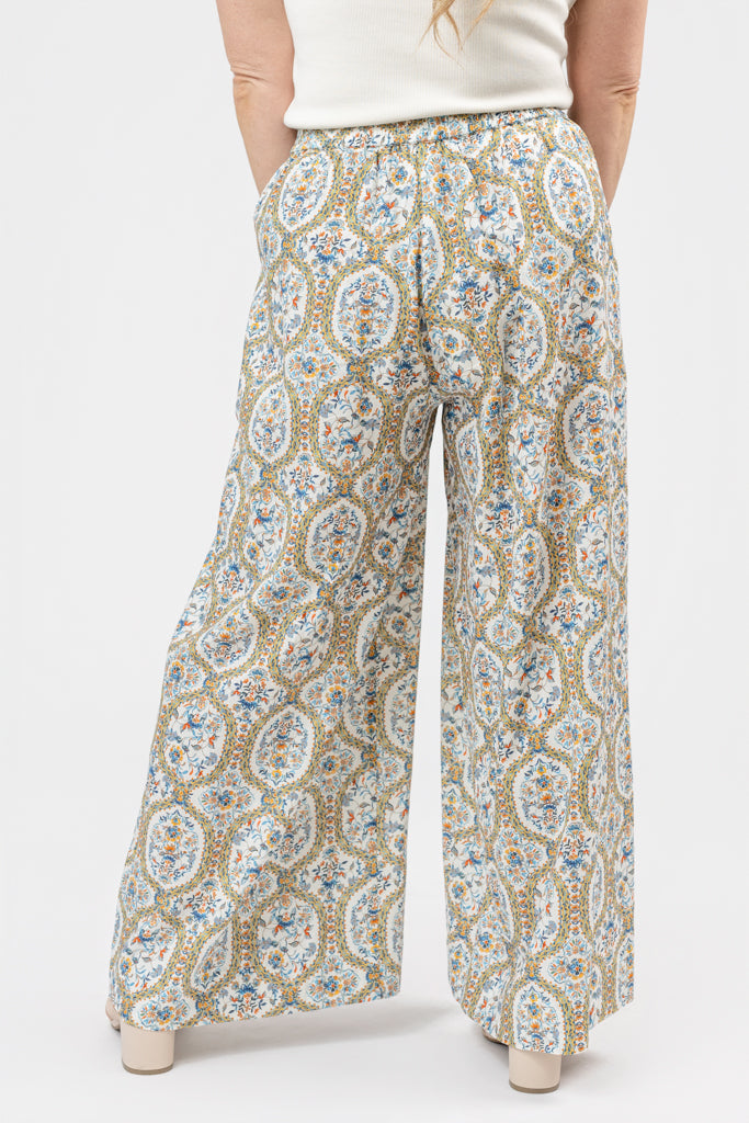 Santorini Mosaic Mid Rise Wide Leg Paloma Pant