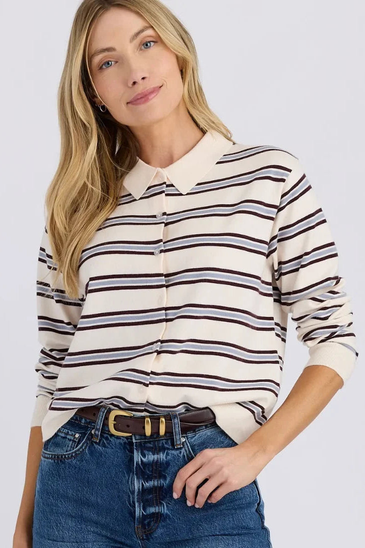 Cream Combo Millie Polo Cardigan