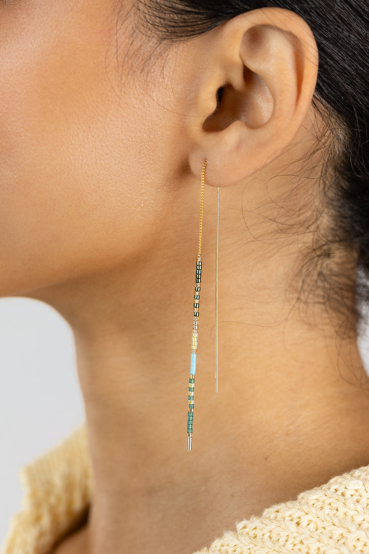 Seashore Miyuki Seed Bead Threader Earrings