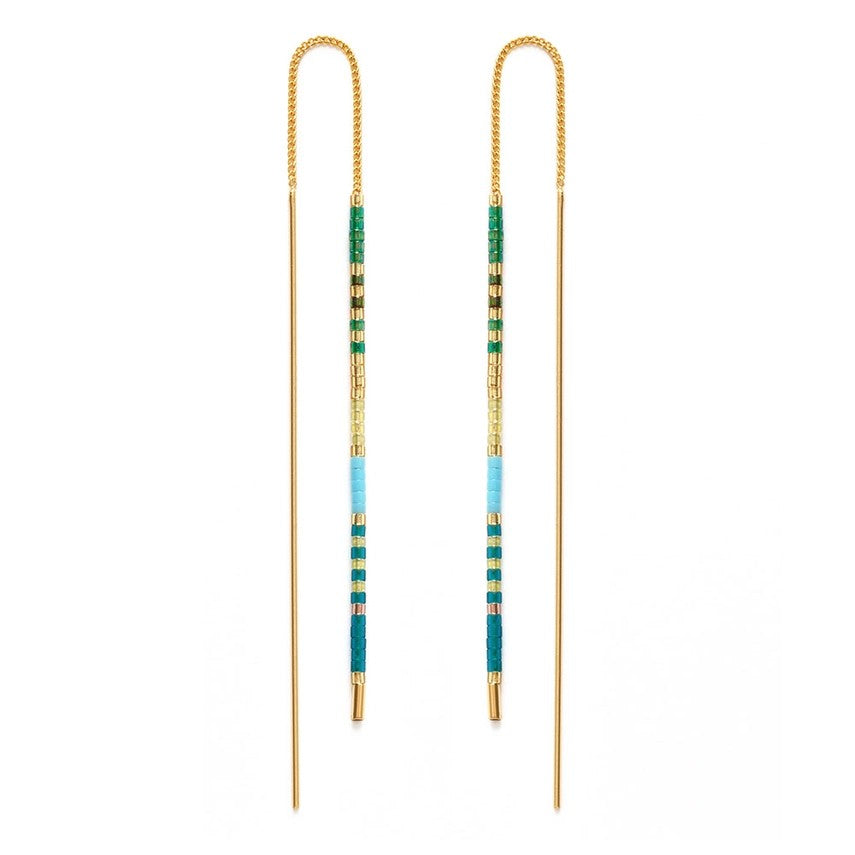 Seashore Miyuki Seed Bead Threader Earrings