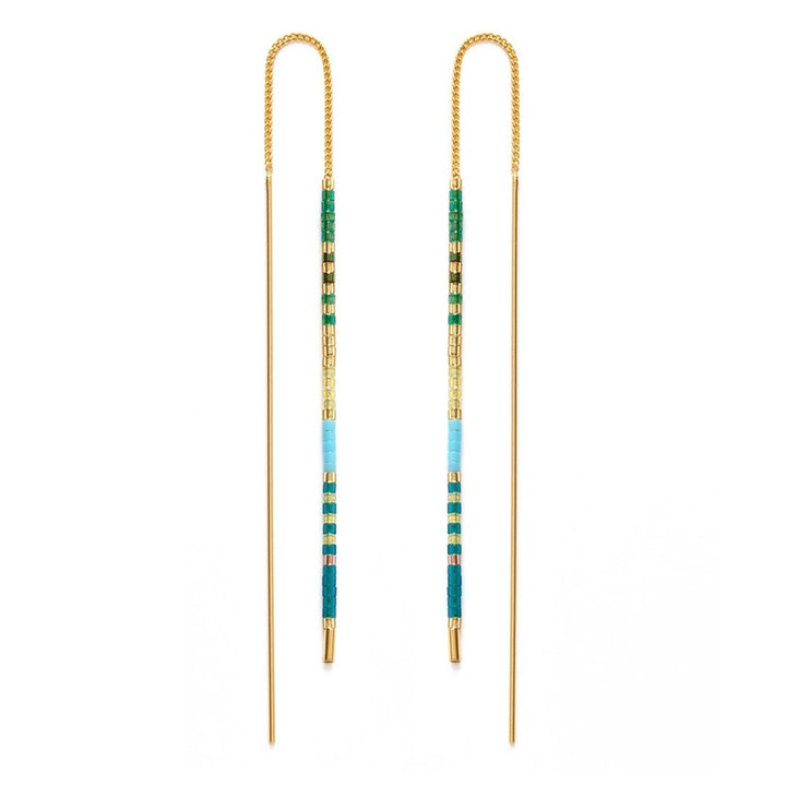 Seashore Miyuki Seed Bead Threader Earrings